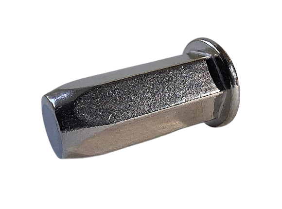 Blindnietmutter geschlossen M5 Klemmbereich 0,5-2,5mm, Flachkopf, 6-Kant Schaft, Edelstahl